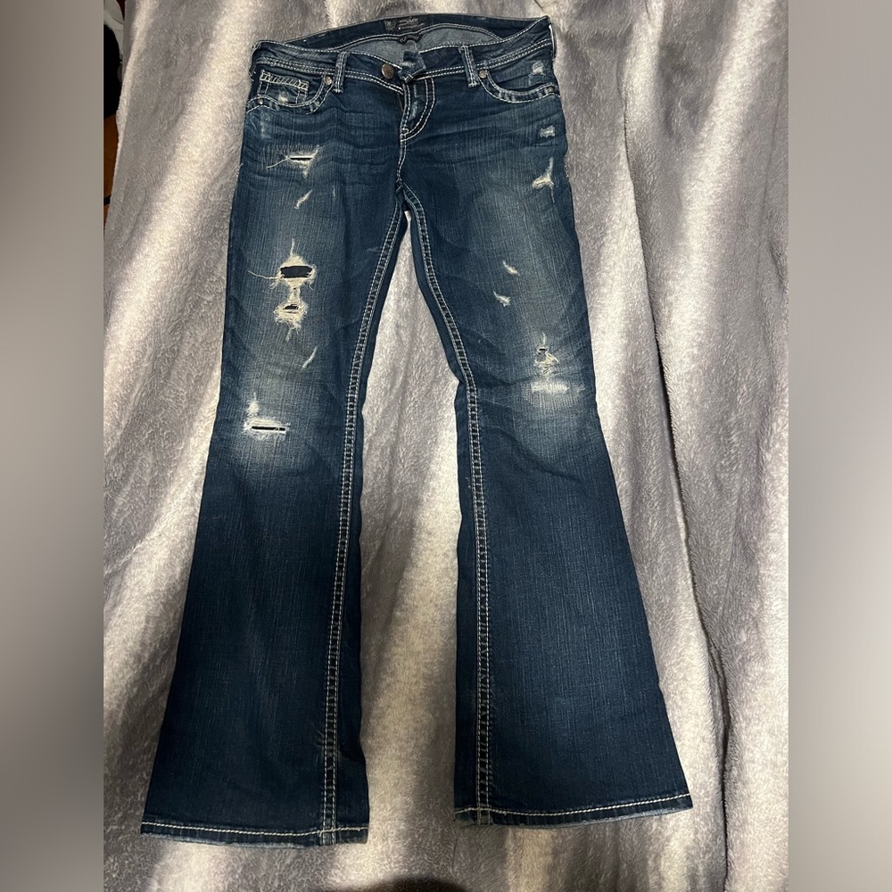 Silver distressed jeans